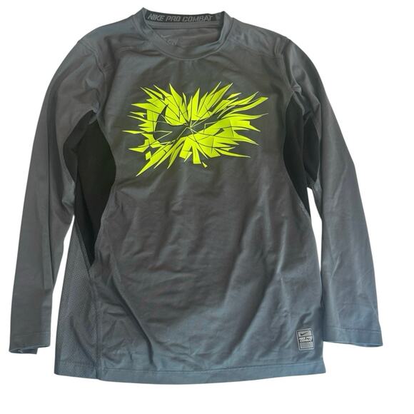 Nike Pro Combat Fitted Long-Sleeve Tee - Youth Medium - Picture 1 of 5